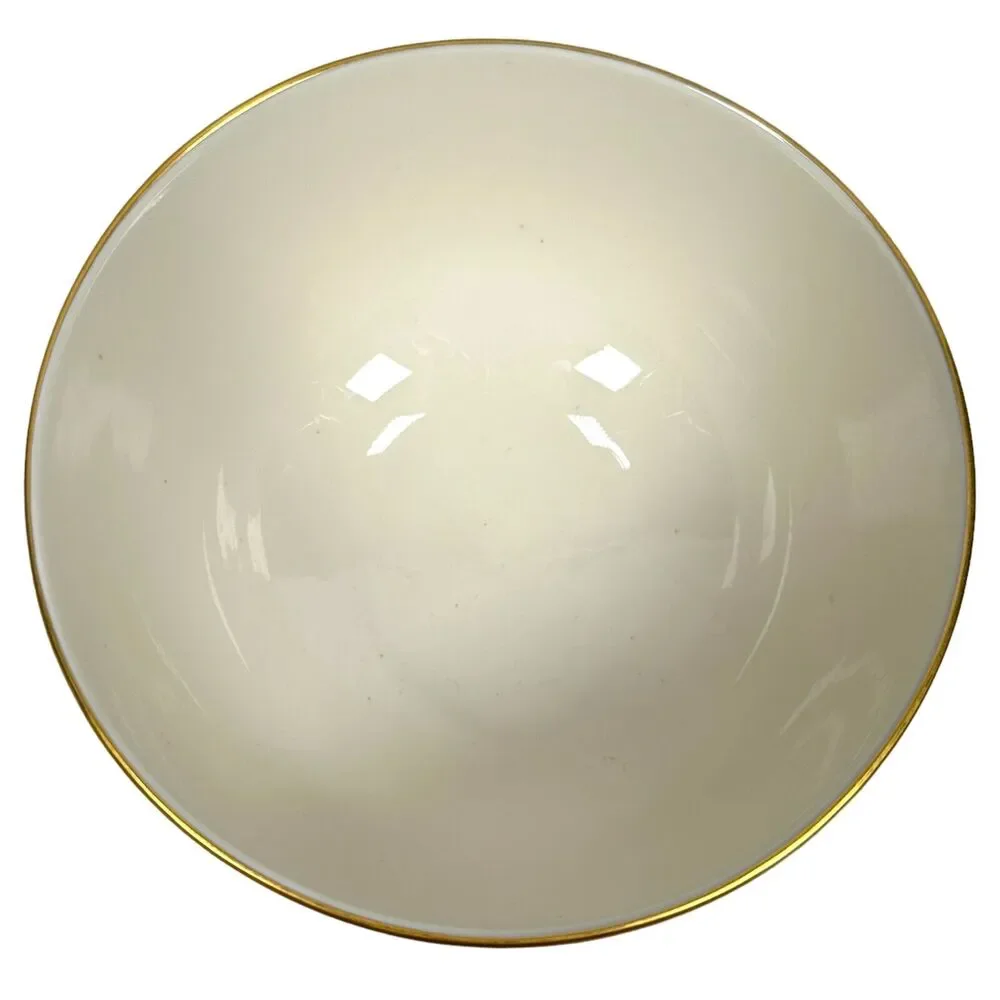 Vintage Lenox Tuxedo Serving Bowl Gold Back Stamp 60s Footed 7.5